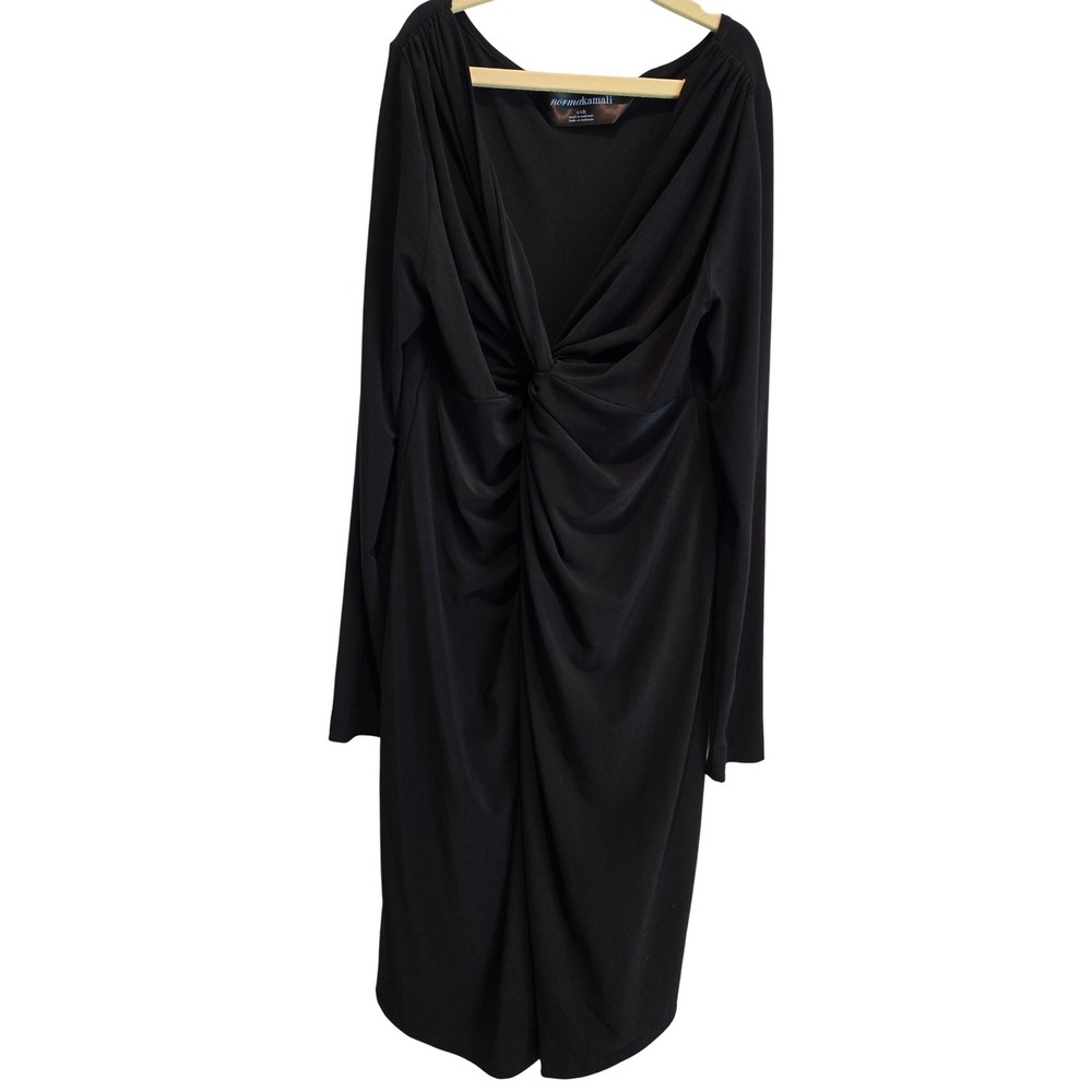 Norma Kamali Black‎ Long Sleeve Twist Front Dress Cocktail Party Dress